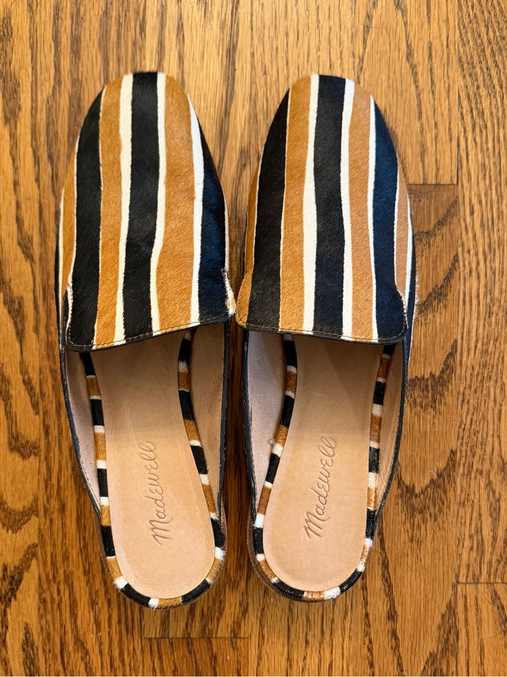 NWT Madewell The Willa Loafer Mule in Striped Calf Hair